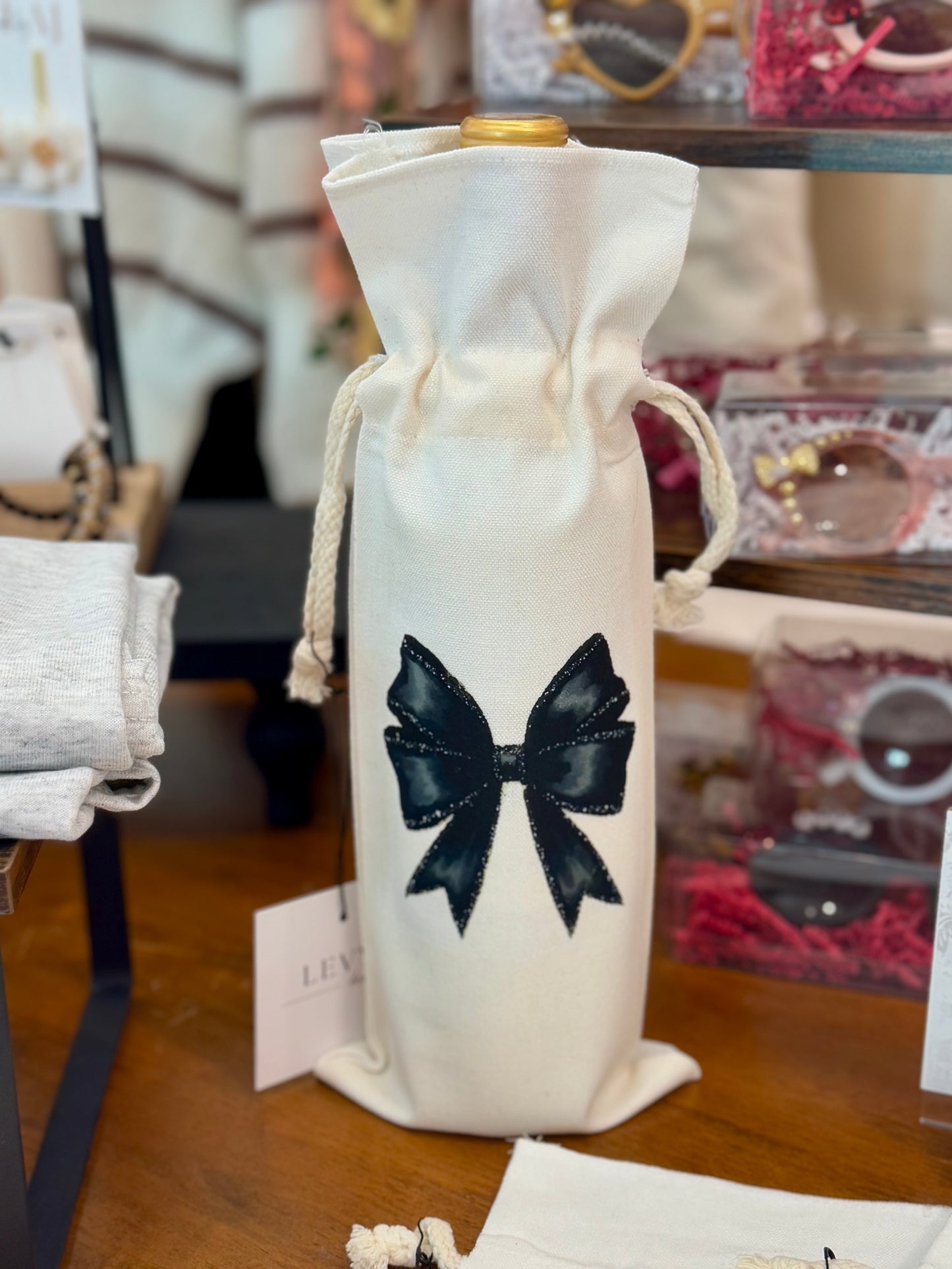 Black Bow Wine Bottle Bag